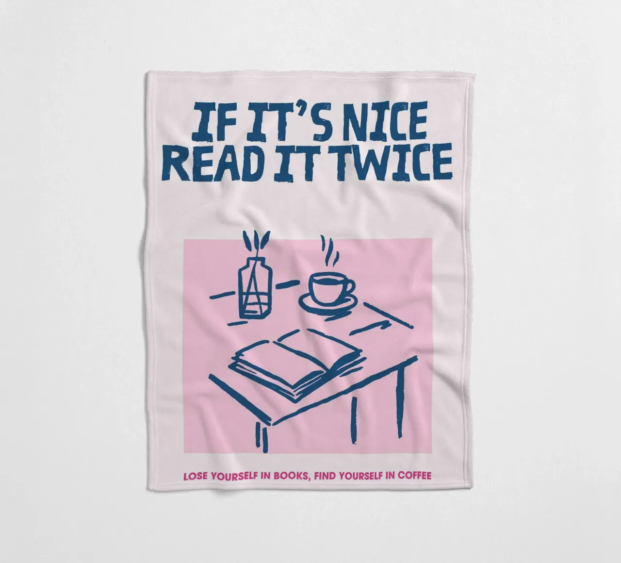 "Poster di lettura accogliente "Se è bello leggilo due volte coperta in pile da vintagepod