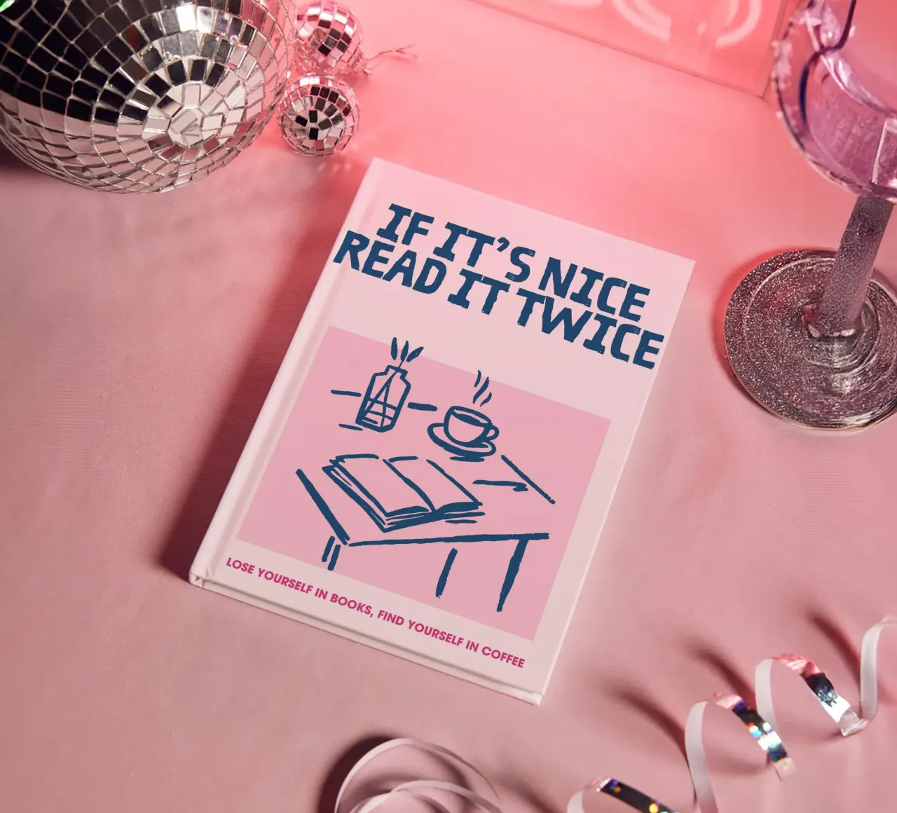 "If It's Nice Read It Twice" Cozy Reading Poster notebook by vintagepod