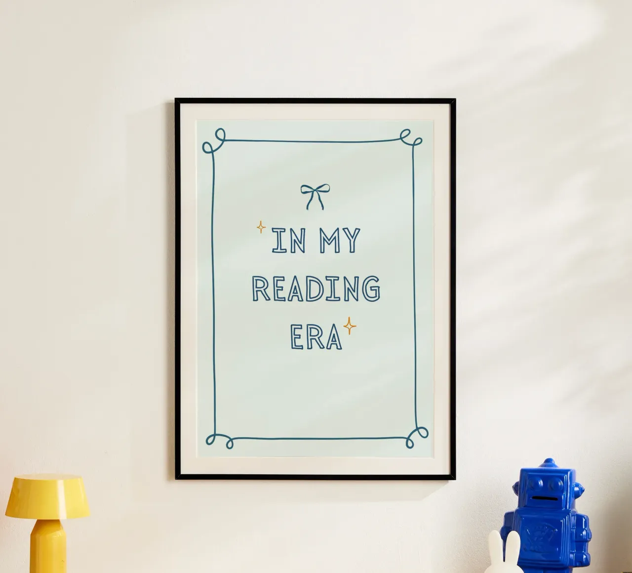 "Dans mon époque de lecture" Affiche à nœud bleu tendance poster de vintagepod