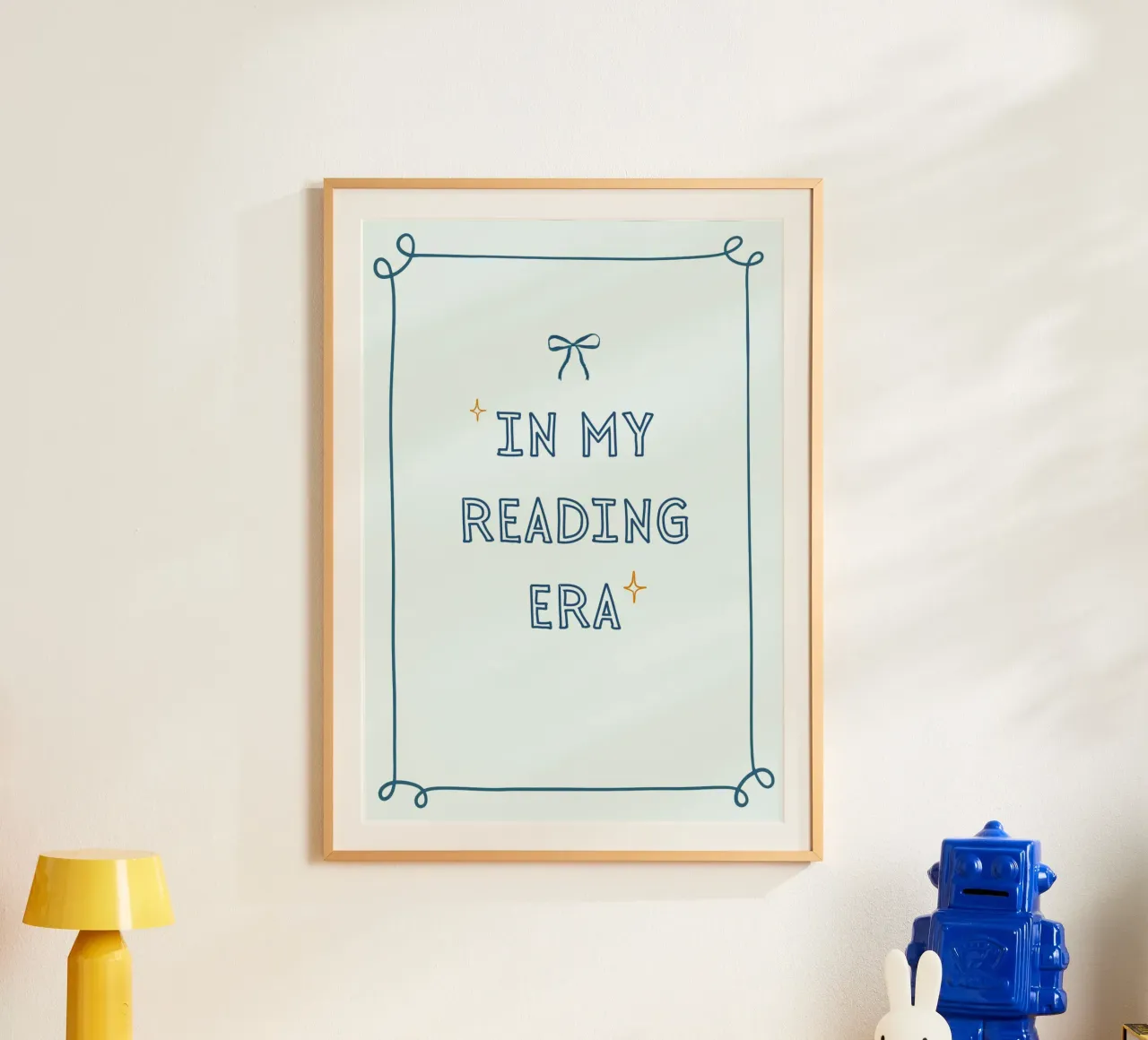 "Dans mon époque de lecture" Affiche à nœud bleu tendance poster de vintagepod