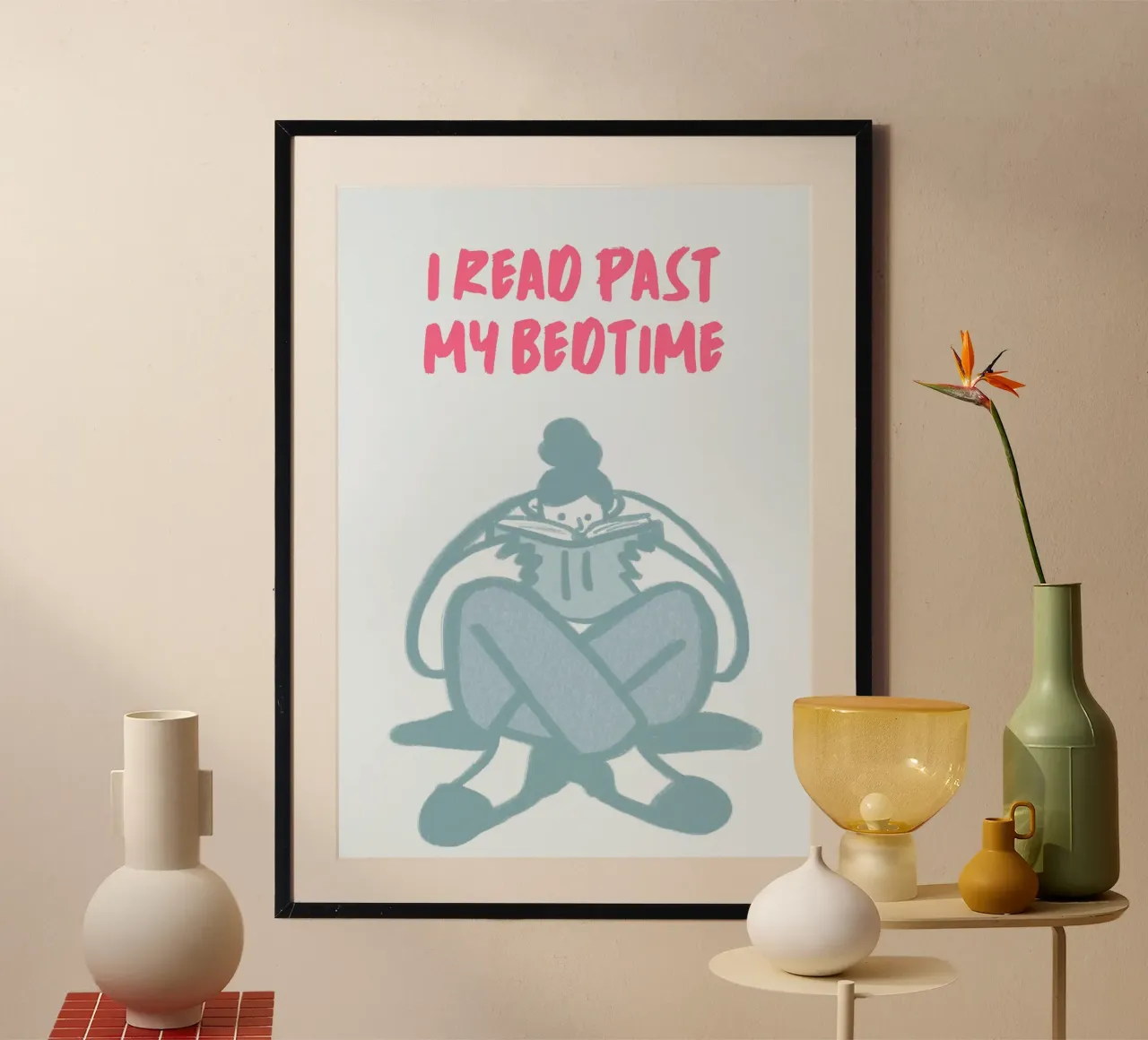 Arte del lettore gufo notturno "Leggo oltre l'ora di andare a letto". poster da vintagepod