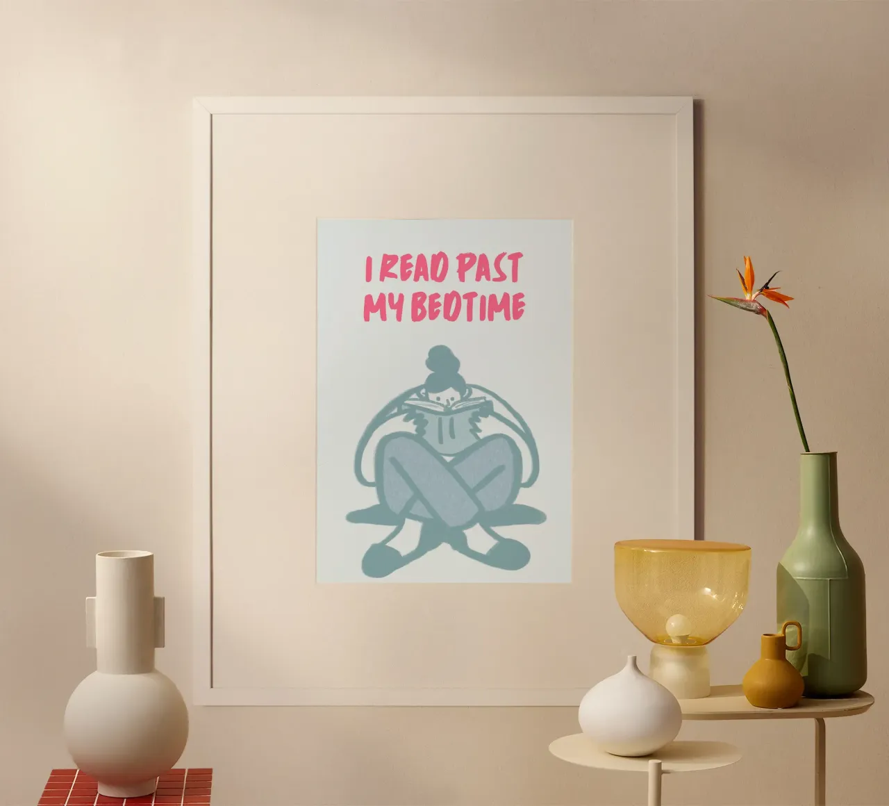Arte del lettore gufo notturno "Leggo oltre l'ora di andare a letto". poster da vintagepod