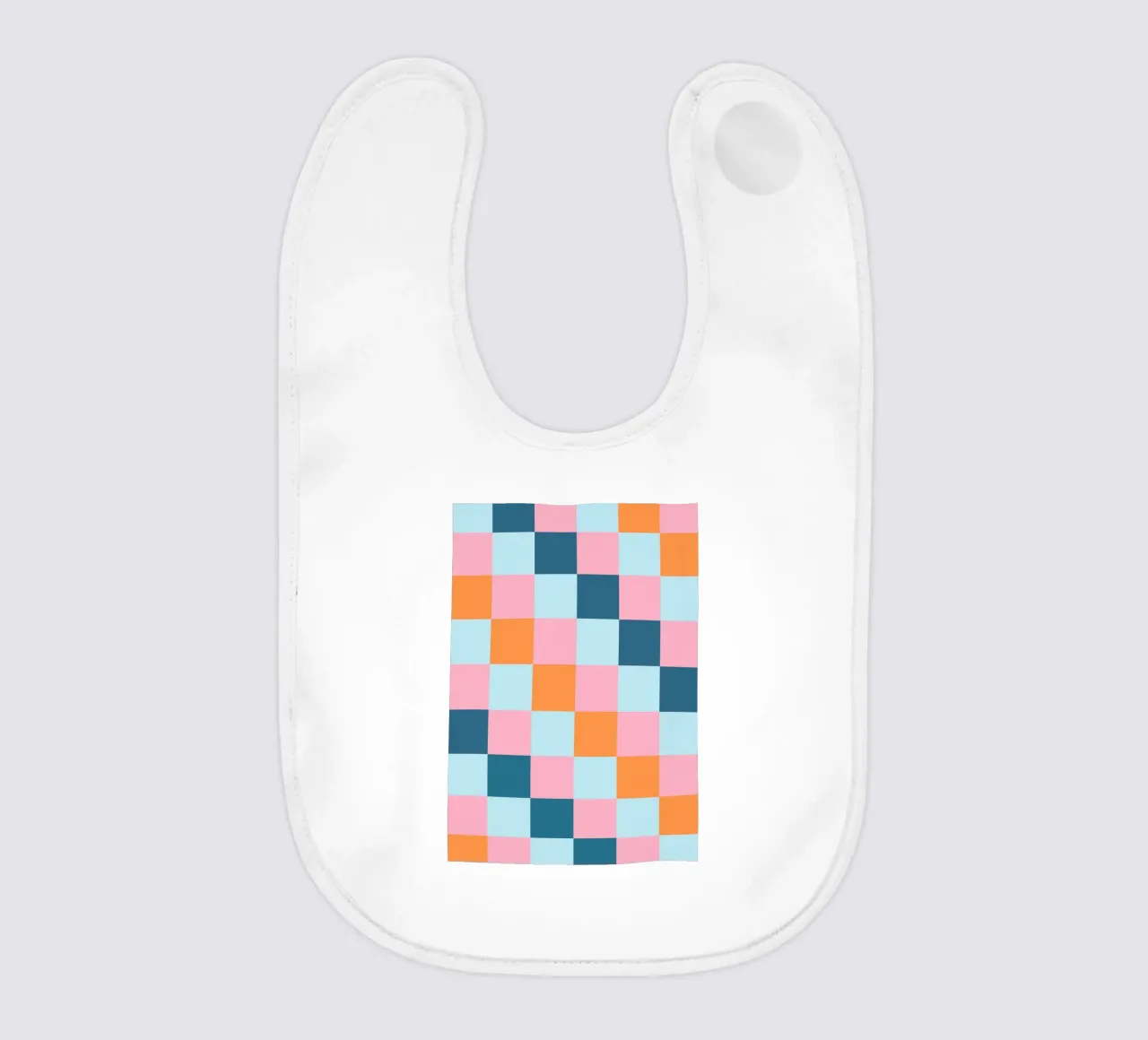 Geometric Color Block - Pastel & Teal Checkerboard baby bib by vintagepod