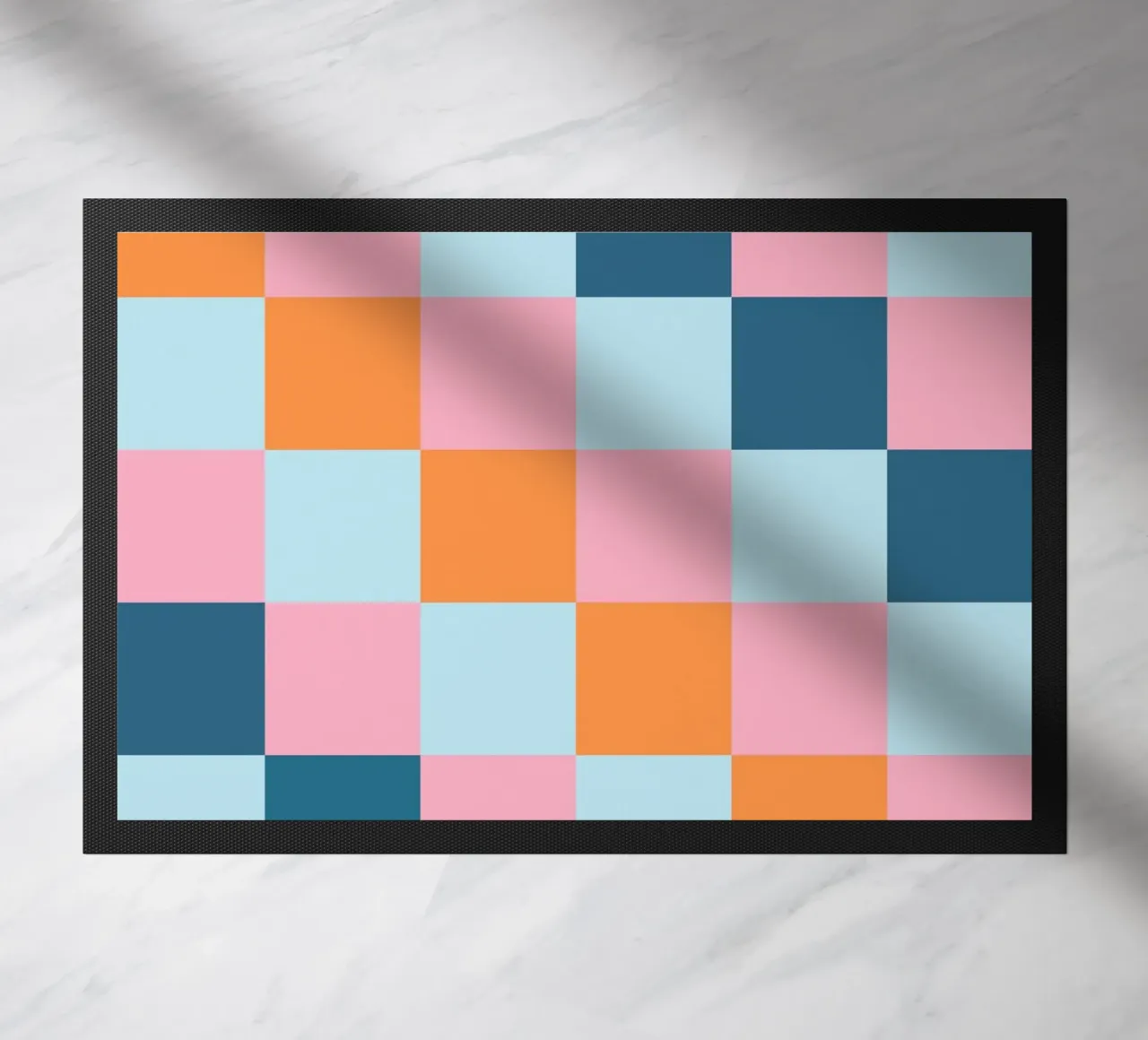 Geometric Color Block - Pastel & Teal Checkerboard doormat by vintagepod