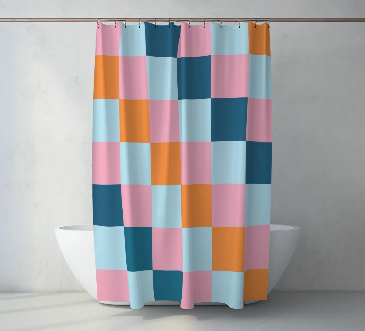 Geometric Color Block - Pastel & Teal Checkerboard shower curtain by vintagepod