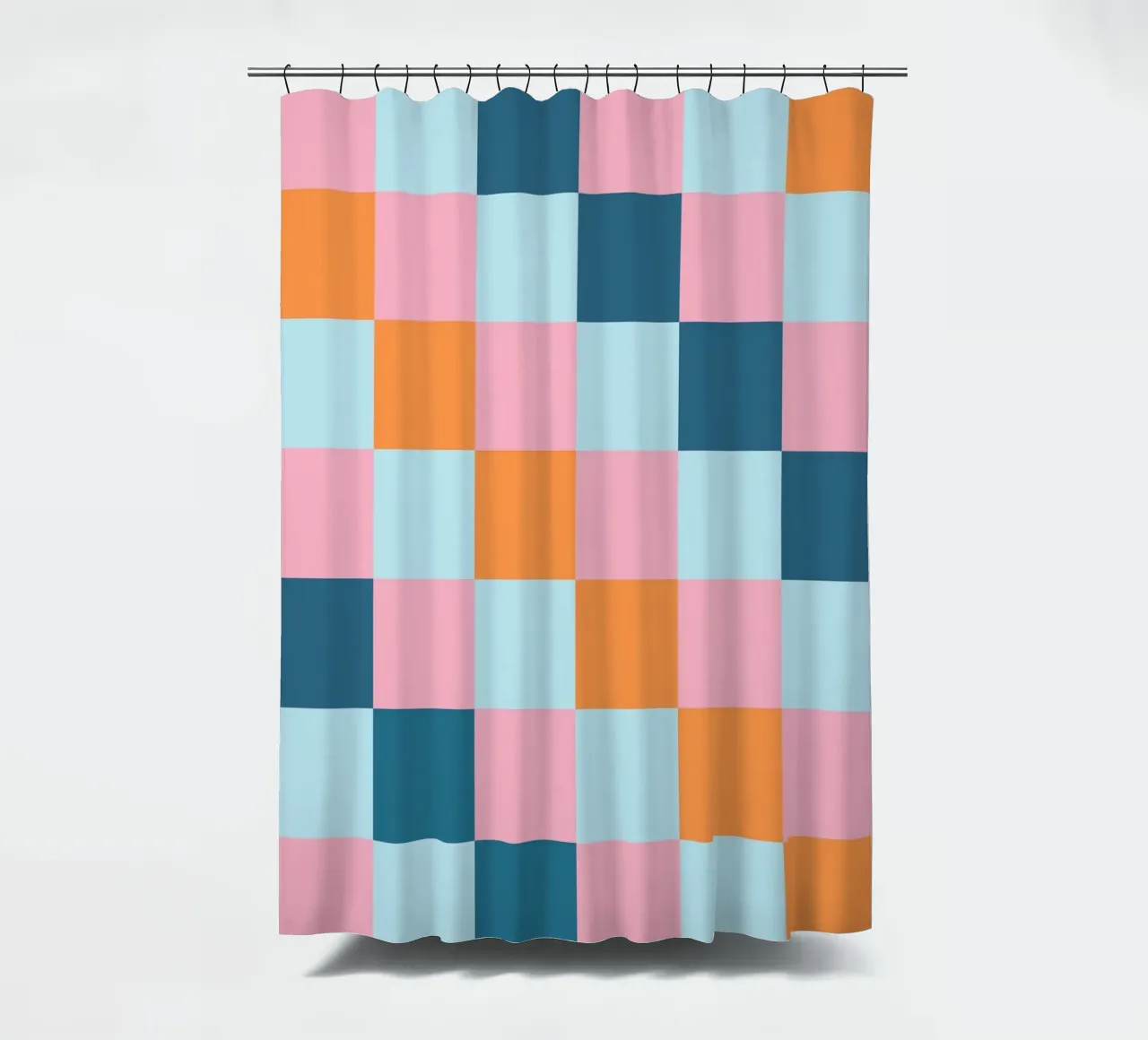 Geometric Color Block - Pastel & Teal Checkerboard shower curtain by vintagepod
