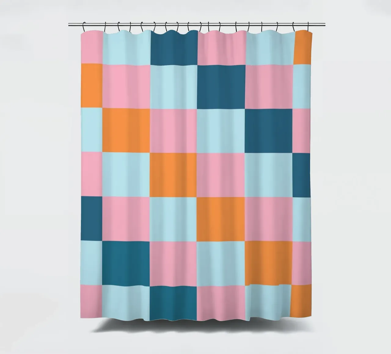 Geometric Color Block - Pastel & Teal Checkerboard shower curtain by vintagepod