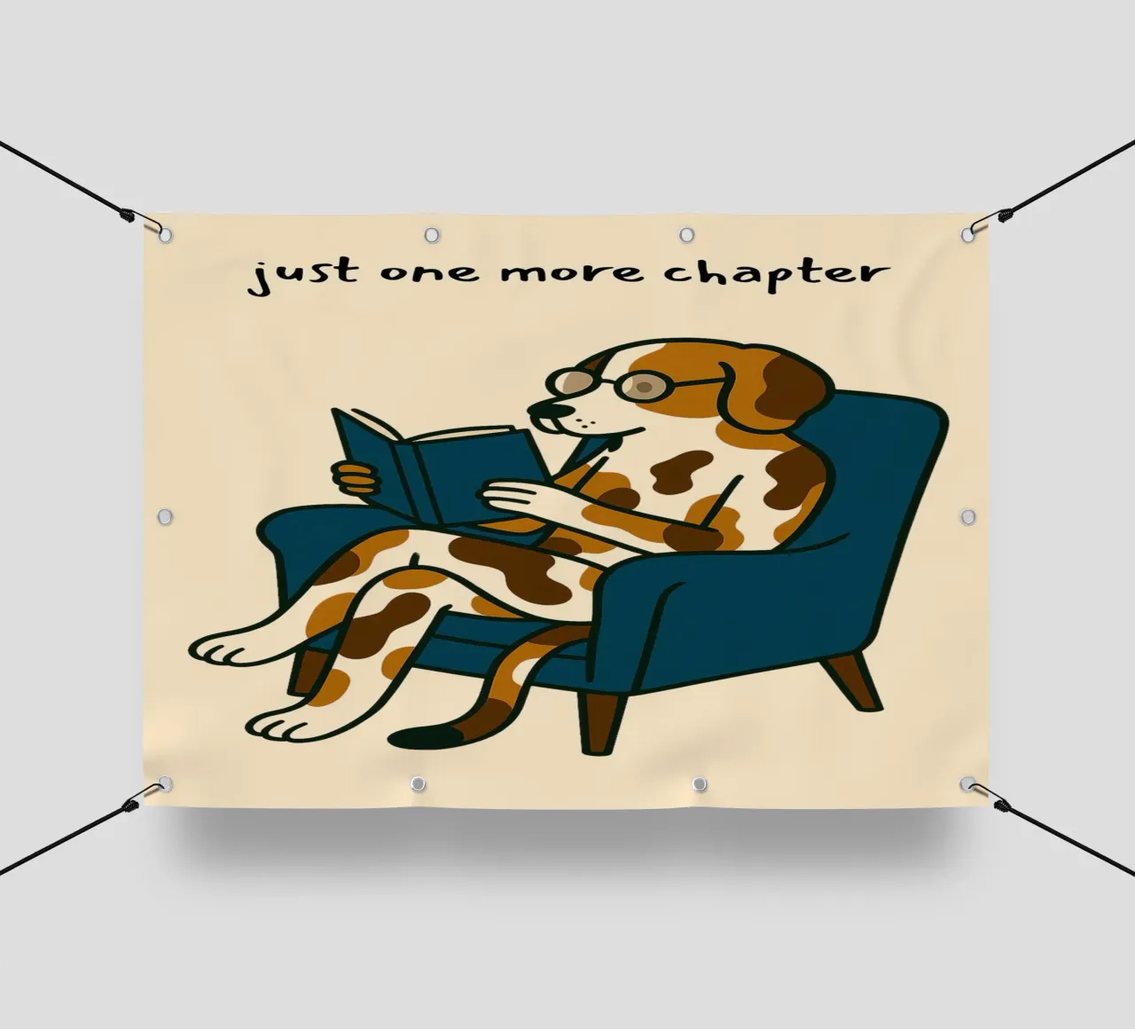 "Juste un chapitre de plus" Lecture de l'art canin bâche pvc de vintagepod