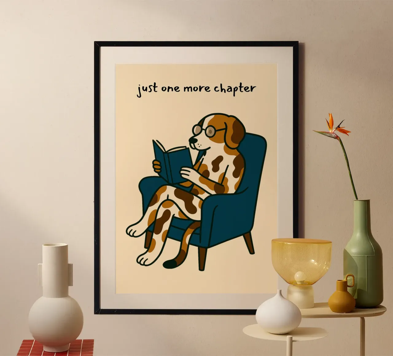 "Juste un chapitre de plus" Lecture de l'art canin poster de vintagepod