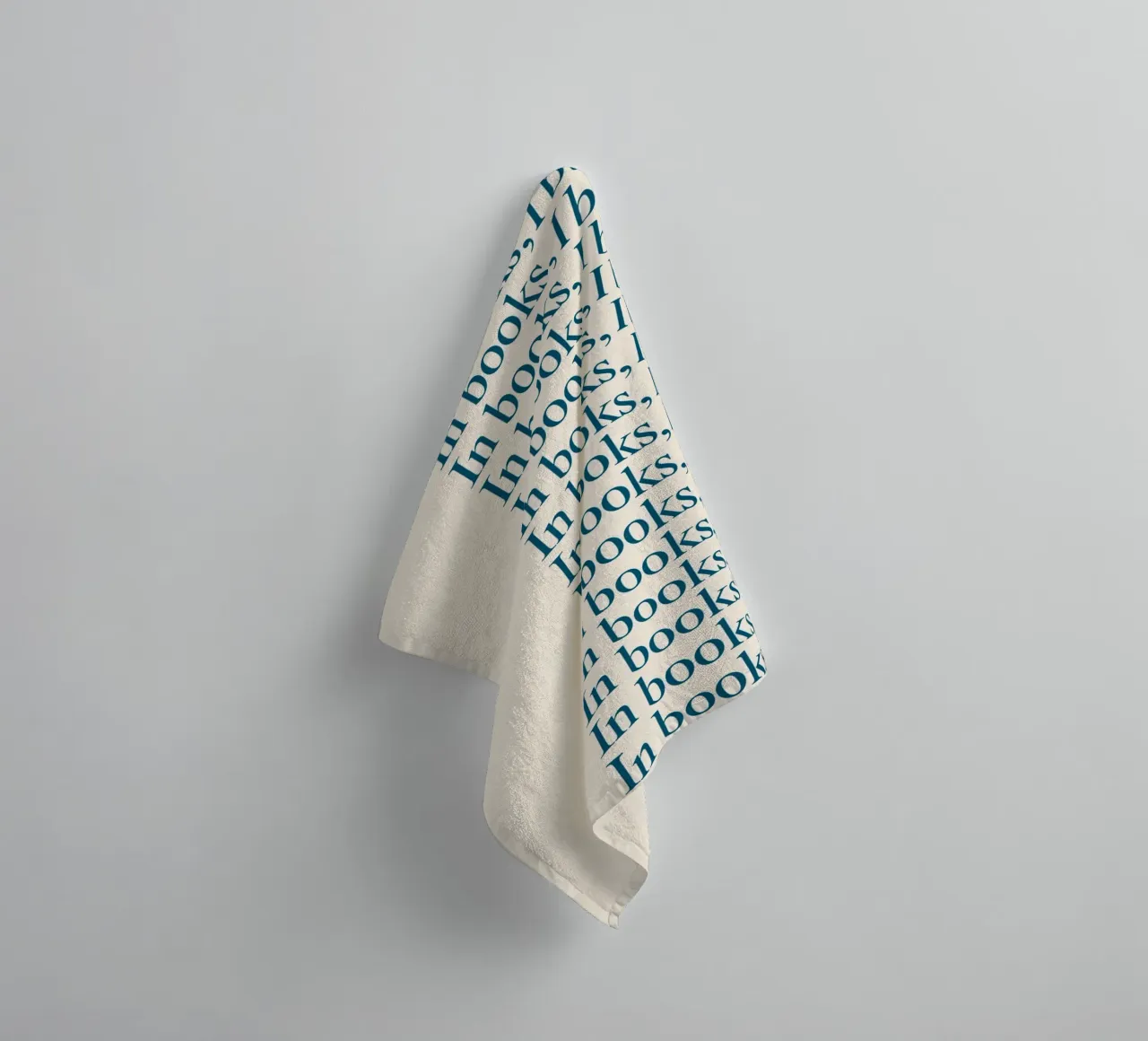 "In Books, I Bloom" Repetitive Typography Art Print towel by vintagepod