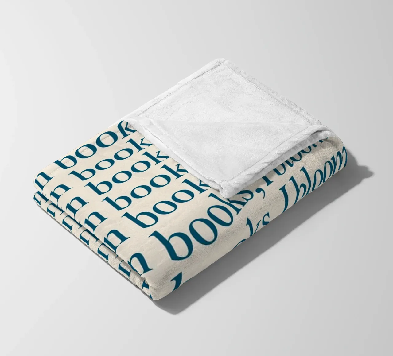 "In Books, I Bloom" Repetitive Typography Art Print fleece blanket by vintagepod