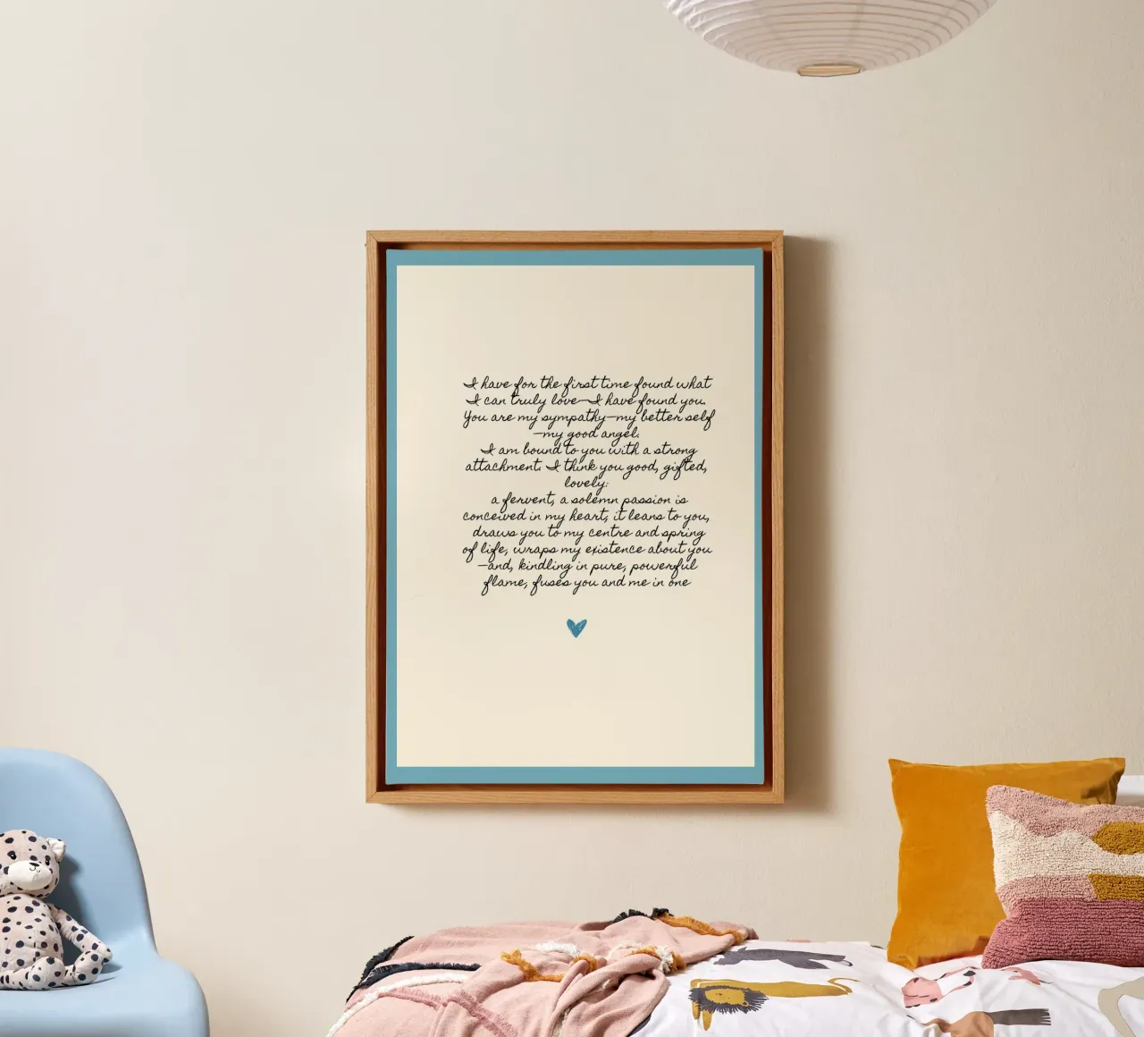 Confessione d'amore di Charlotte Brontë "Jane Eyre" Citazione tela con Cornice a cassetta da vintagepod