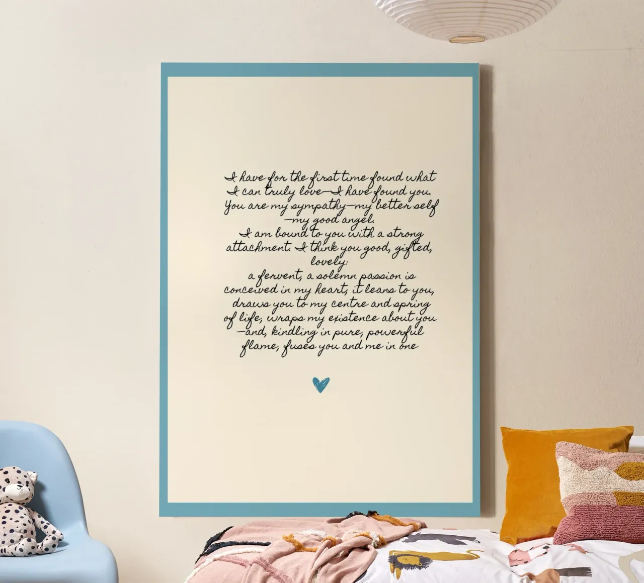 Confessione d'amore di Charlotte Brontë "Jane Eyre" Citazione tela con Cornice a cassetta da vintagepod
