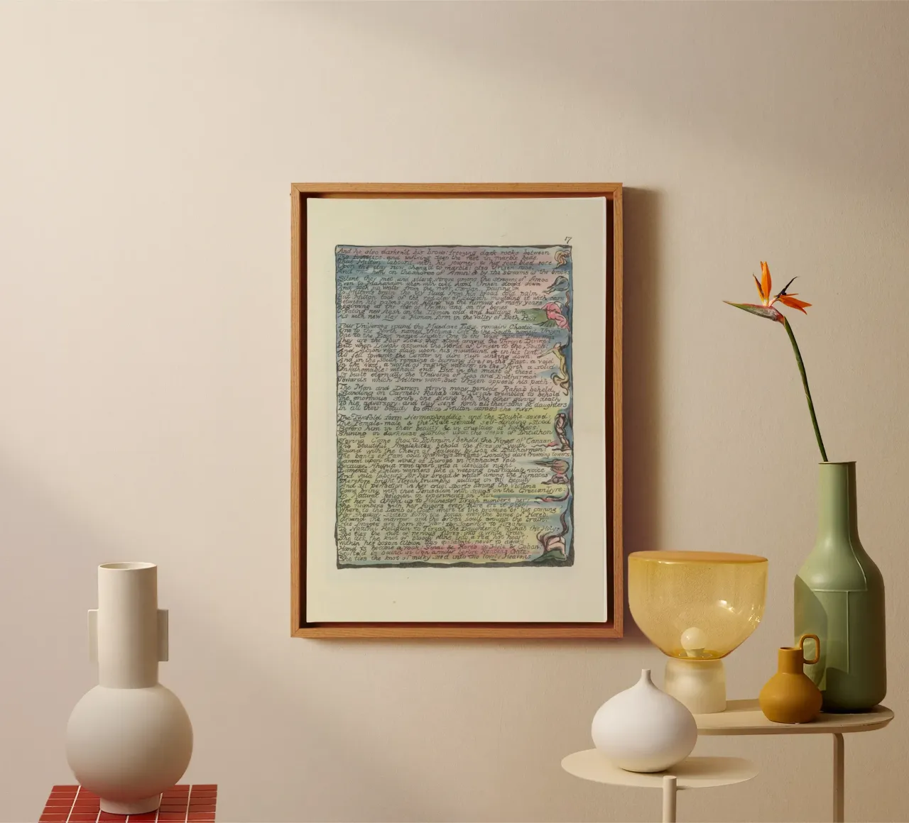 William Blake Inspired Illuminated Manuscript Page Art canvas with Floater frame by vintagepod