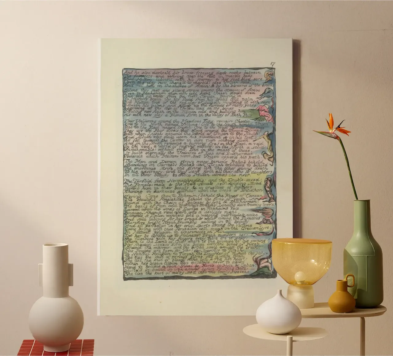 William Blake Inspired Illuminated Manuscript Page Art canvas with Floater frame by vintagepod