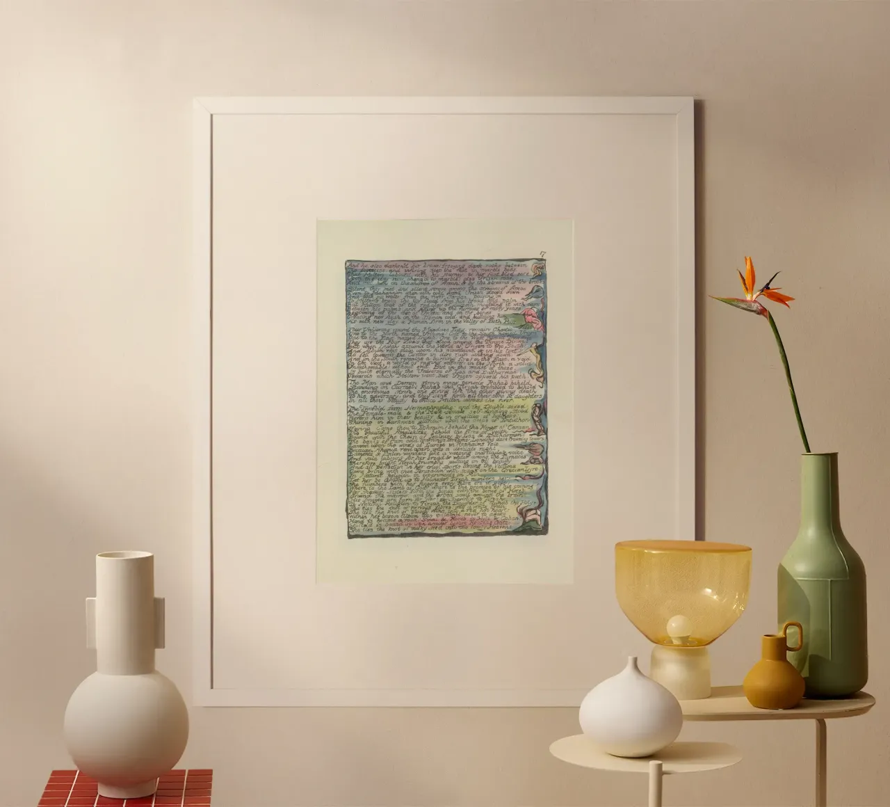 William Blake inspiriert Illuminated Manuscript Seite Kunst Poster mit Holzrahmen von vintagepod