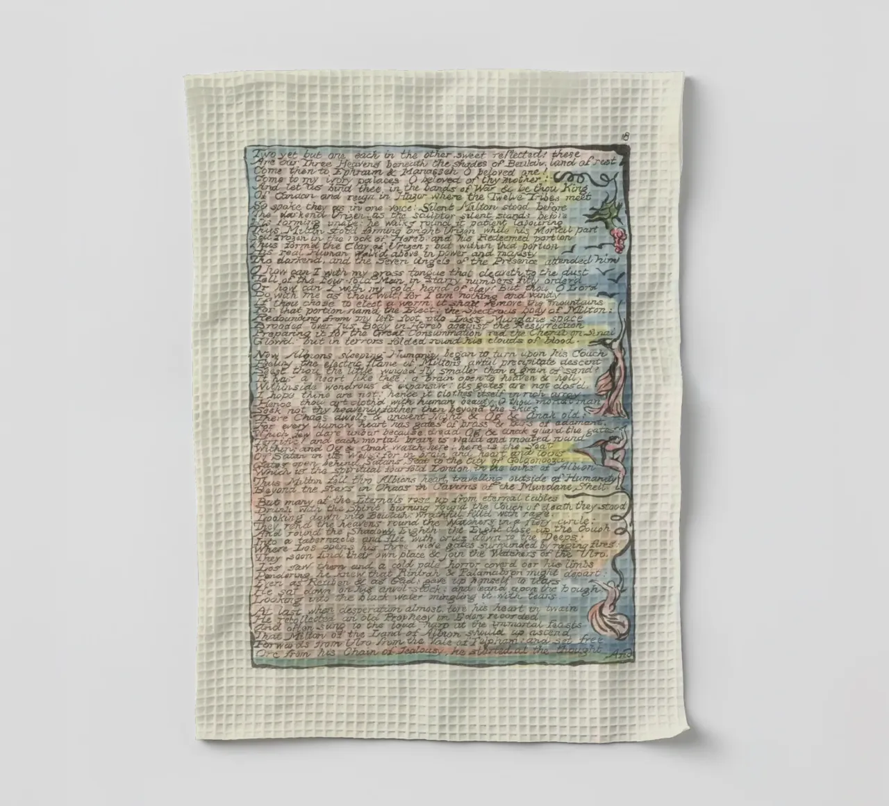 Testo miniato ispirato a William Blake - Visioni mistiche canovaccio da cucina da vintagepod