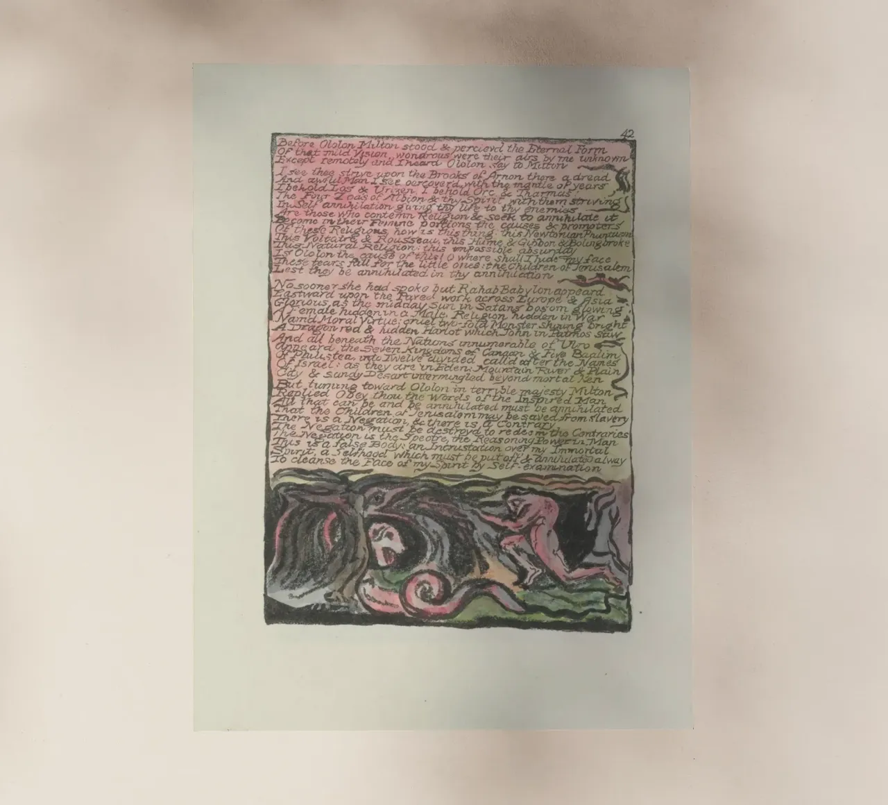 William Blake Testo miniato e scena allegorica pellicola backlit da vintagepod