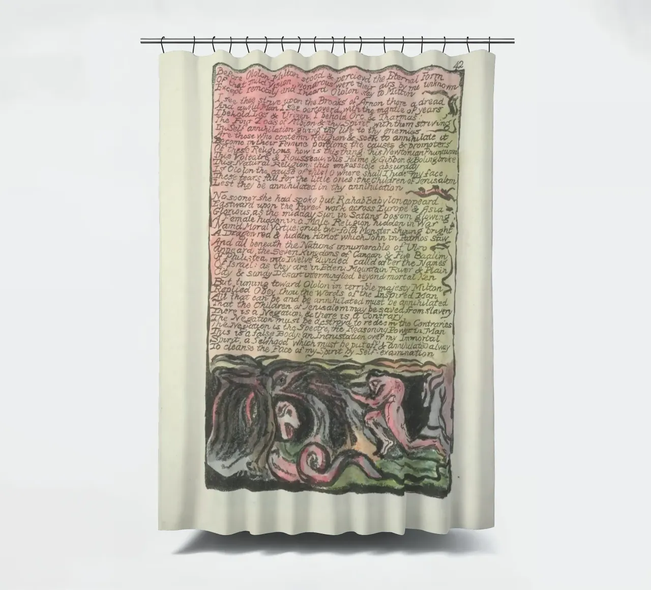 William Blake Illuminated Text & Allegorical Scene shower curtain by vintagepod