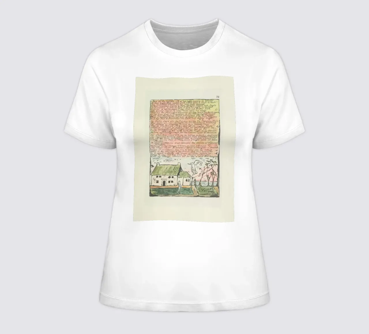 William Blake "Blake's Cottage at Felpham" Illuminated Text women's fitted t-shirt by vintagepod