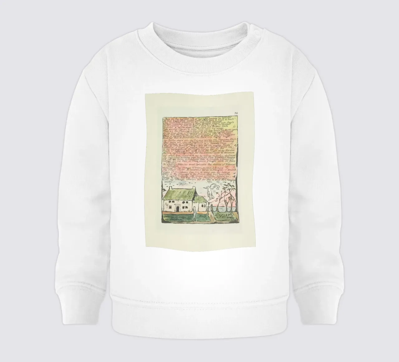 William Blake "Il cottage di Blake a Felpham" Testo miniato felpa neonato da vintagepod