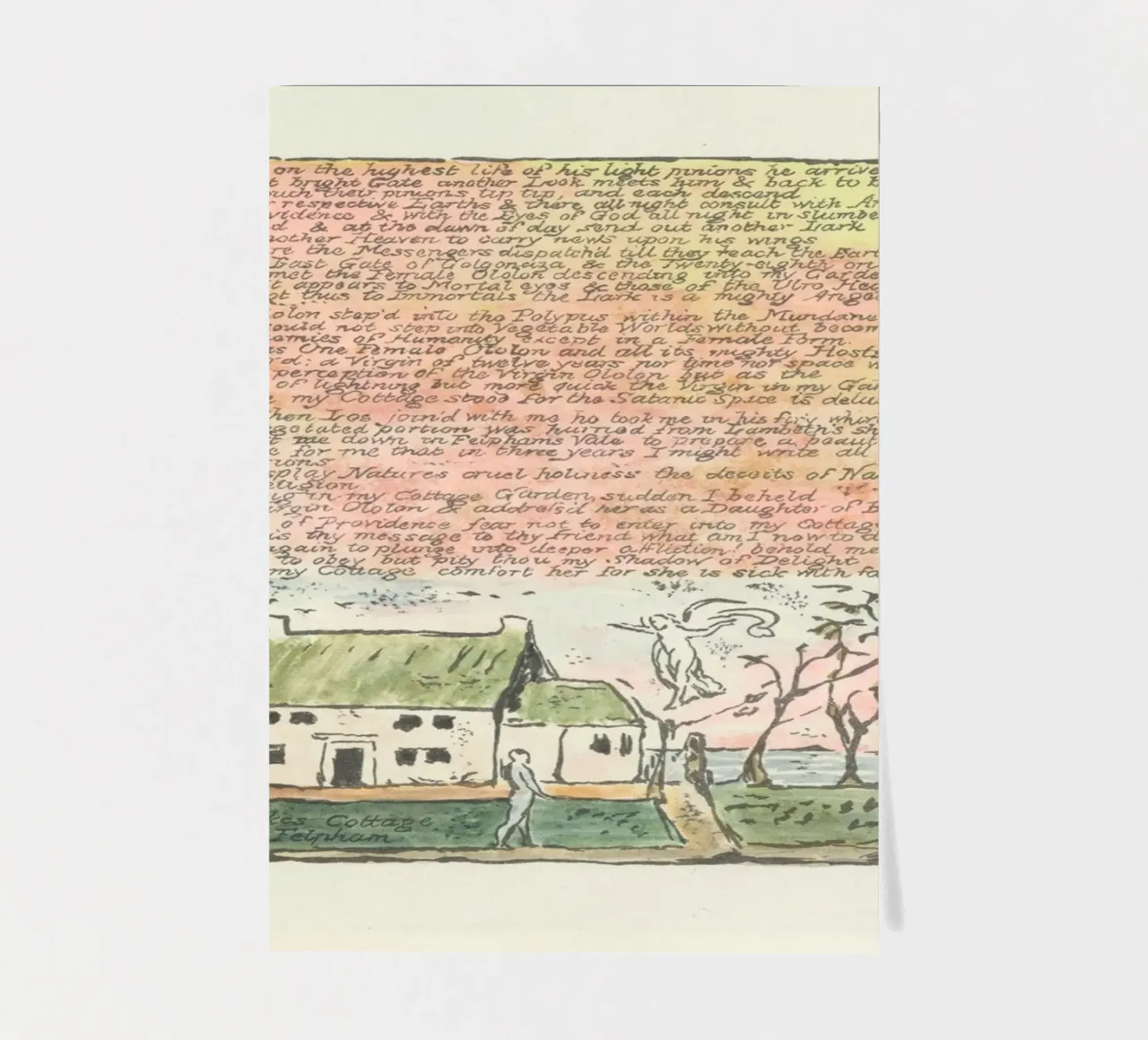 William Blake "Blake's Cottage at Felpham" Illuminated Text sticker sheet by vintagepod