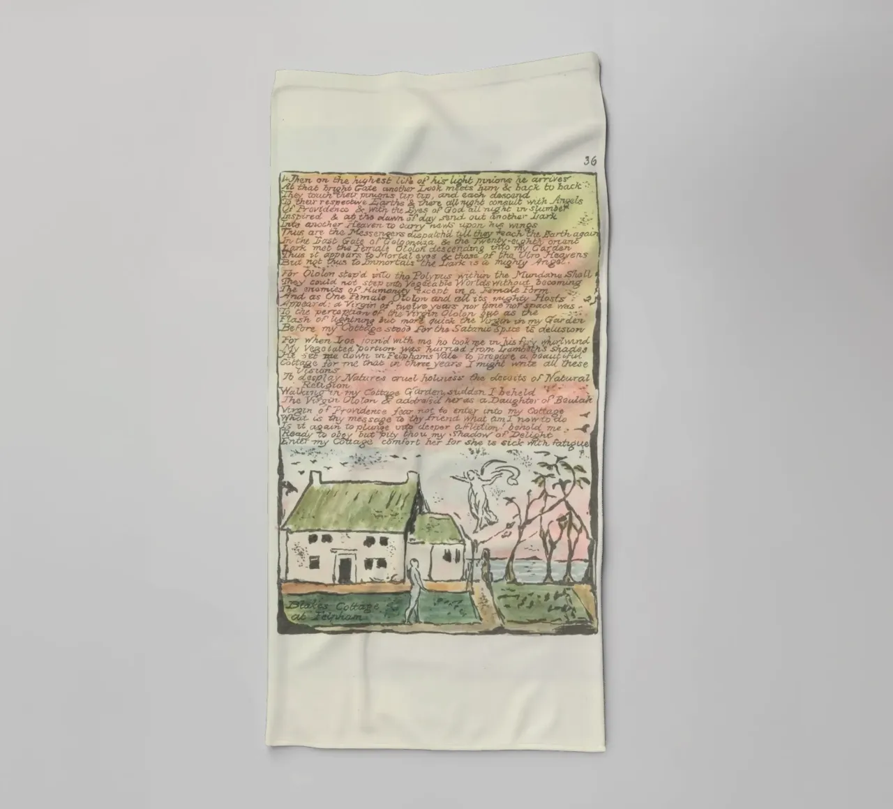 William Blake "Il cottage di Blake a Felpham" Testo miniato asciugamano da bagno da vintagepod