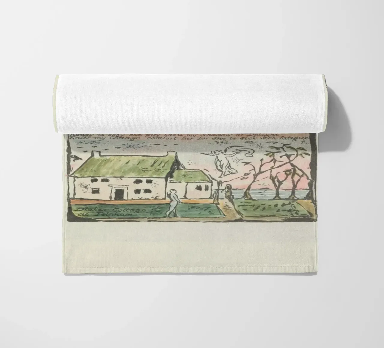 William Blake "Il cottage di Blake a Felpham" Testo miniato telo mare da vintagepod