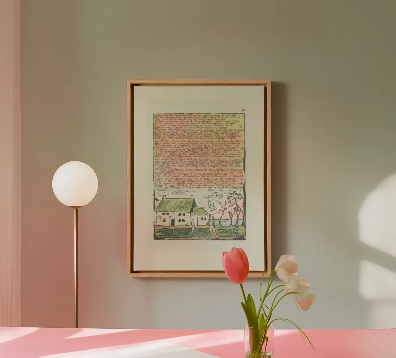 William Blake "Blake's Cottage at Felpham" Illuminated Text canvas by vintagepod