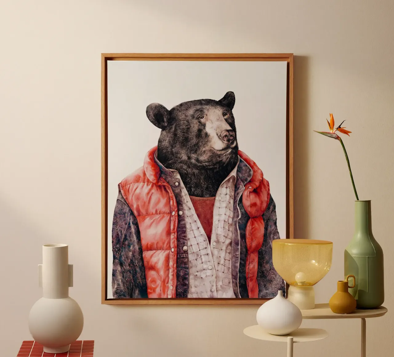 Orso nero tela con Cornice a cassetta da Animal Crew