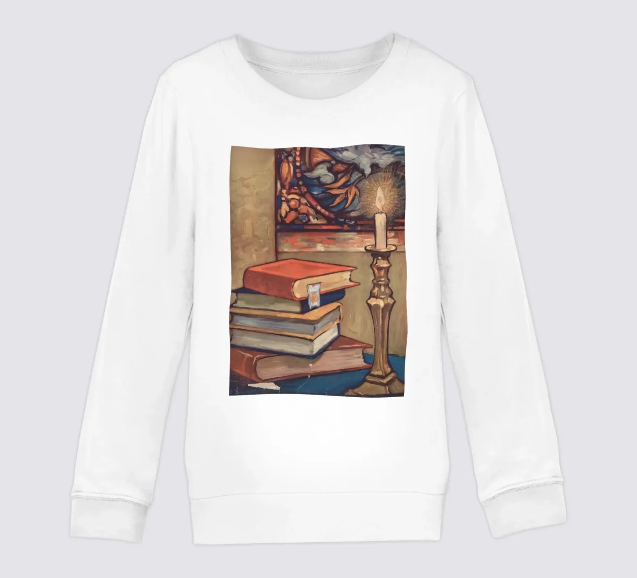 Natura morta con libri e candele di C. Palmer felpa bambino da vintagepod