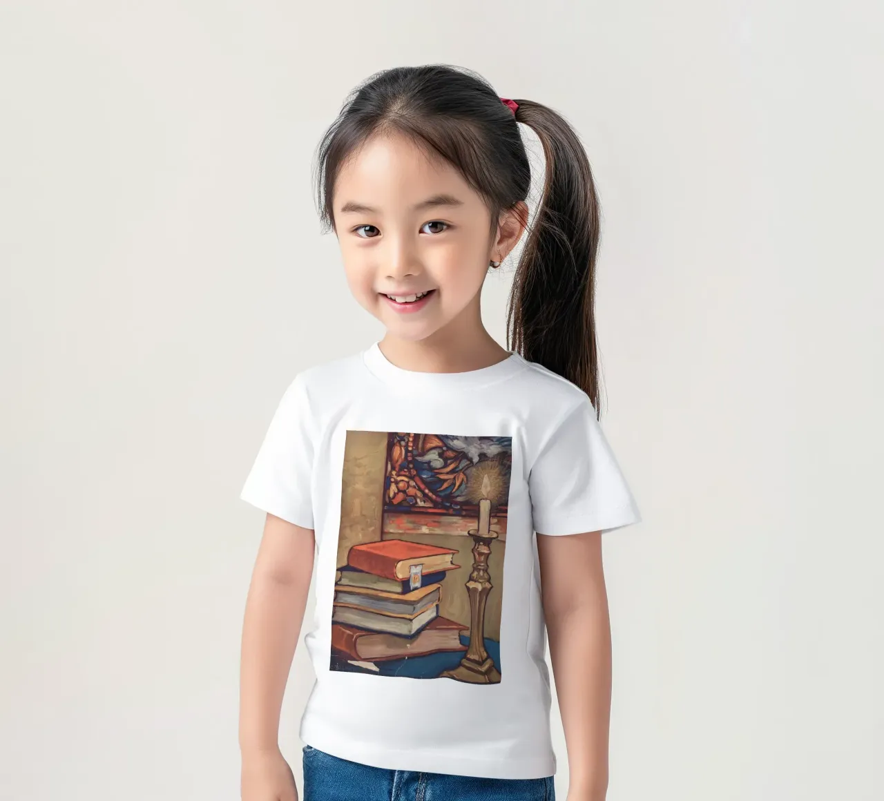 Still Life with Books and Candle by C. Palmer kids t-shirt by vintagepod