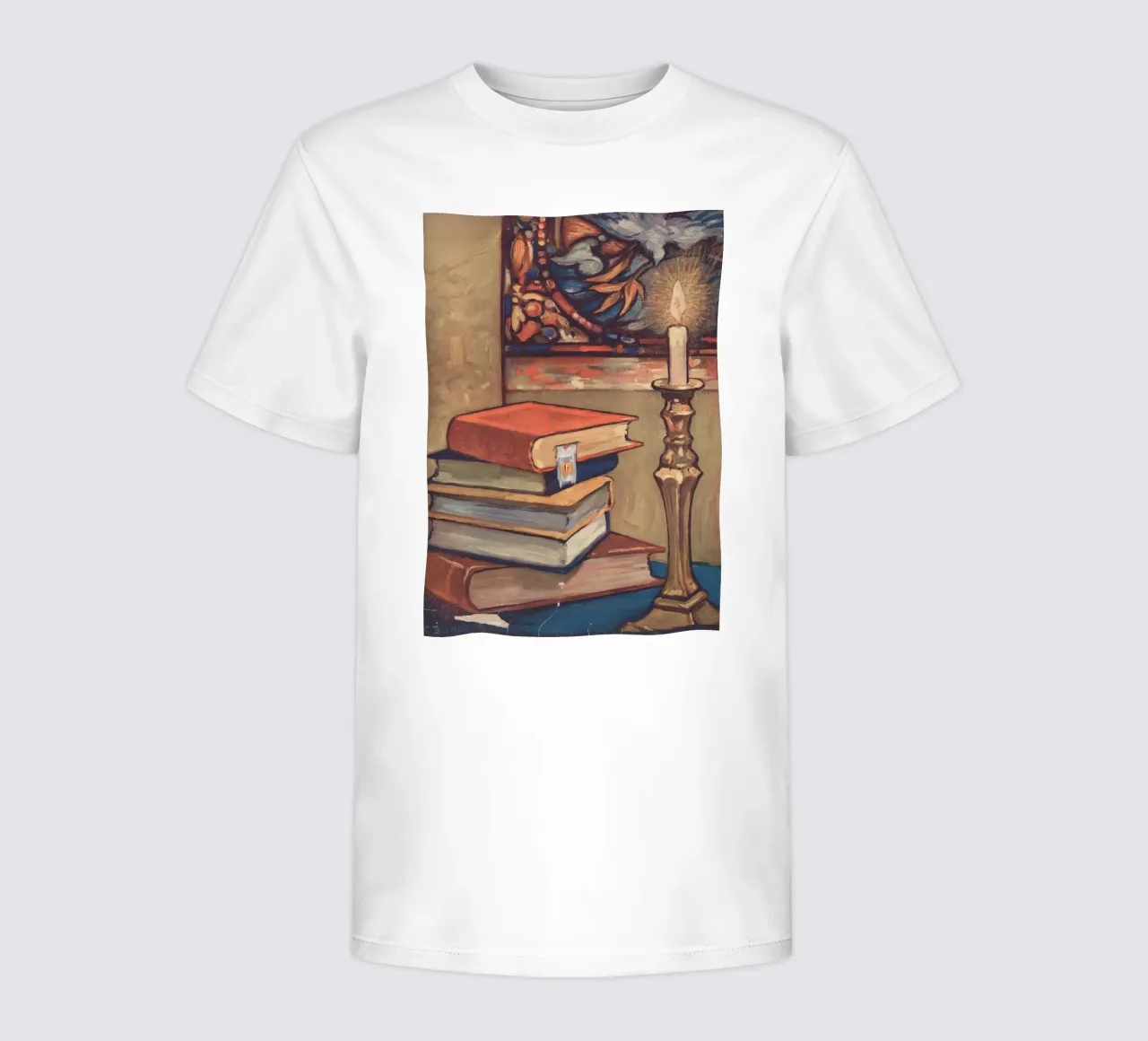 Still Life with Books and Candle by C. Palmer kids t-shirt by vintagepod
