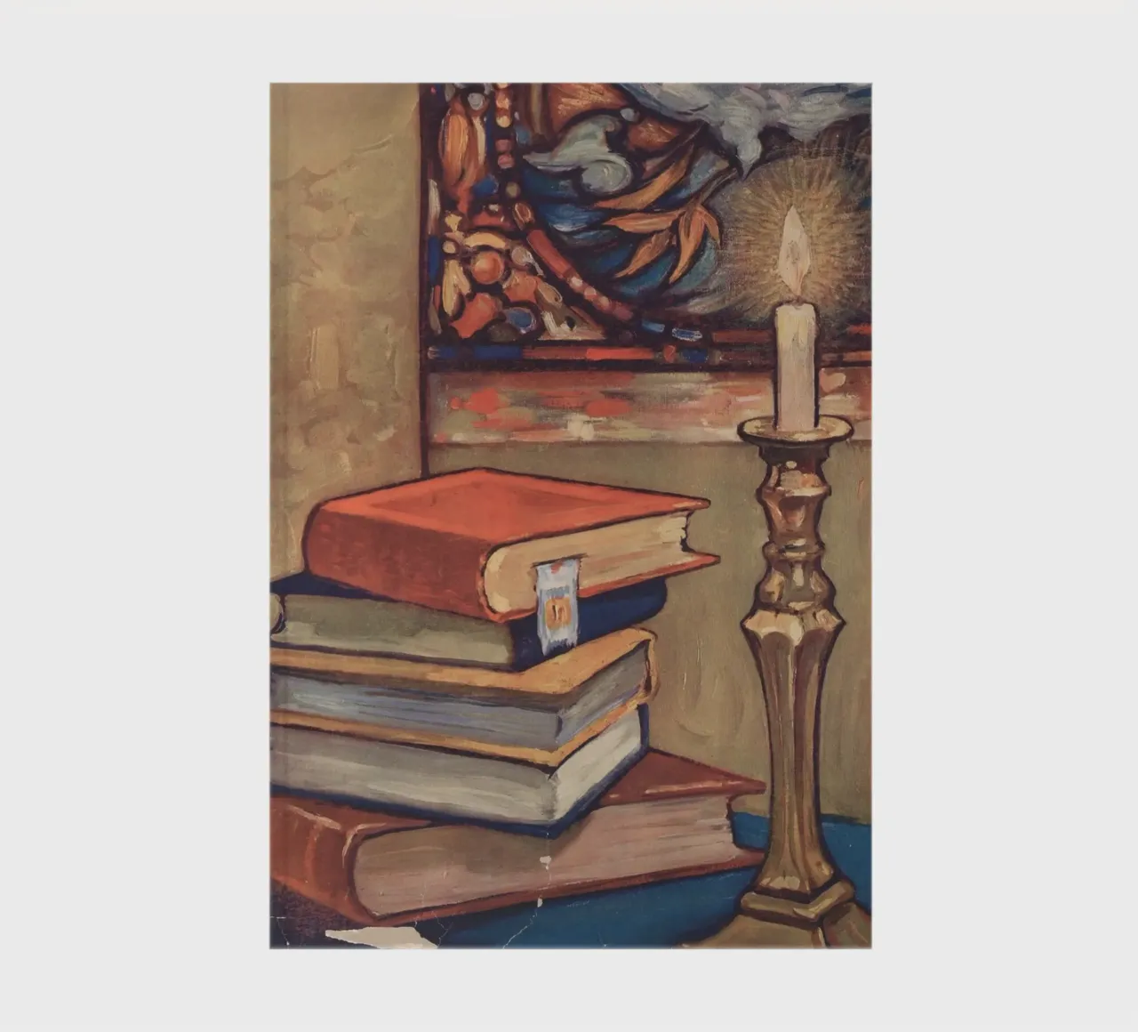 Still Life with Books and Candle by C. Palmer notebook by vintagepod