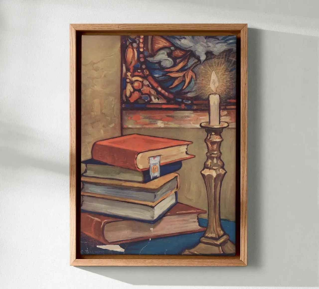 Still Life with Books and Candle by C. Palmer canvas by vintagepod
