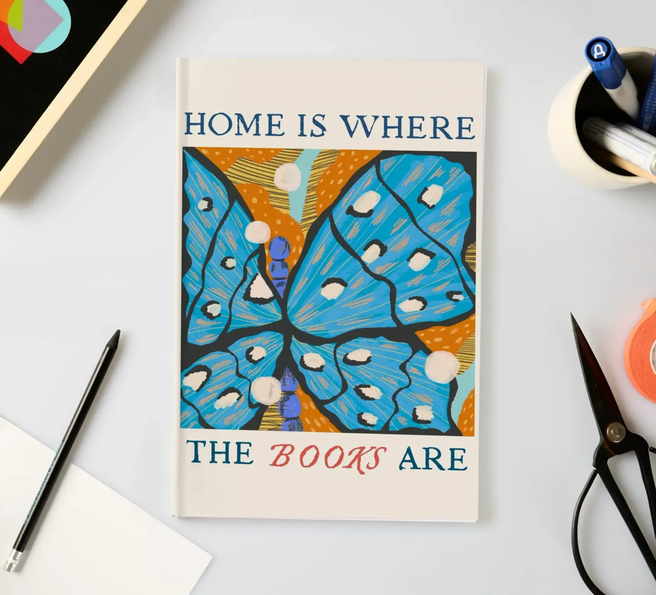 "Home Is Where The Books Are" Butterfly Art Print notebook by vintagepod