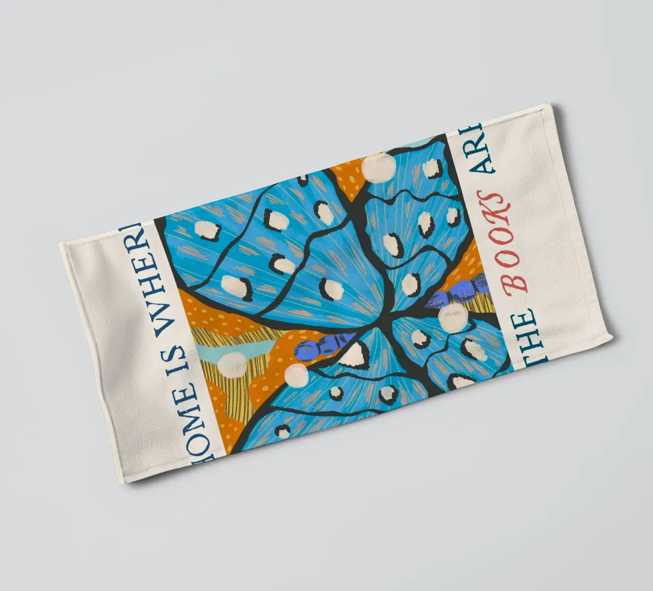 "Home Is Where The Books Are" Butterfly Art Print towel by vintagepod
