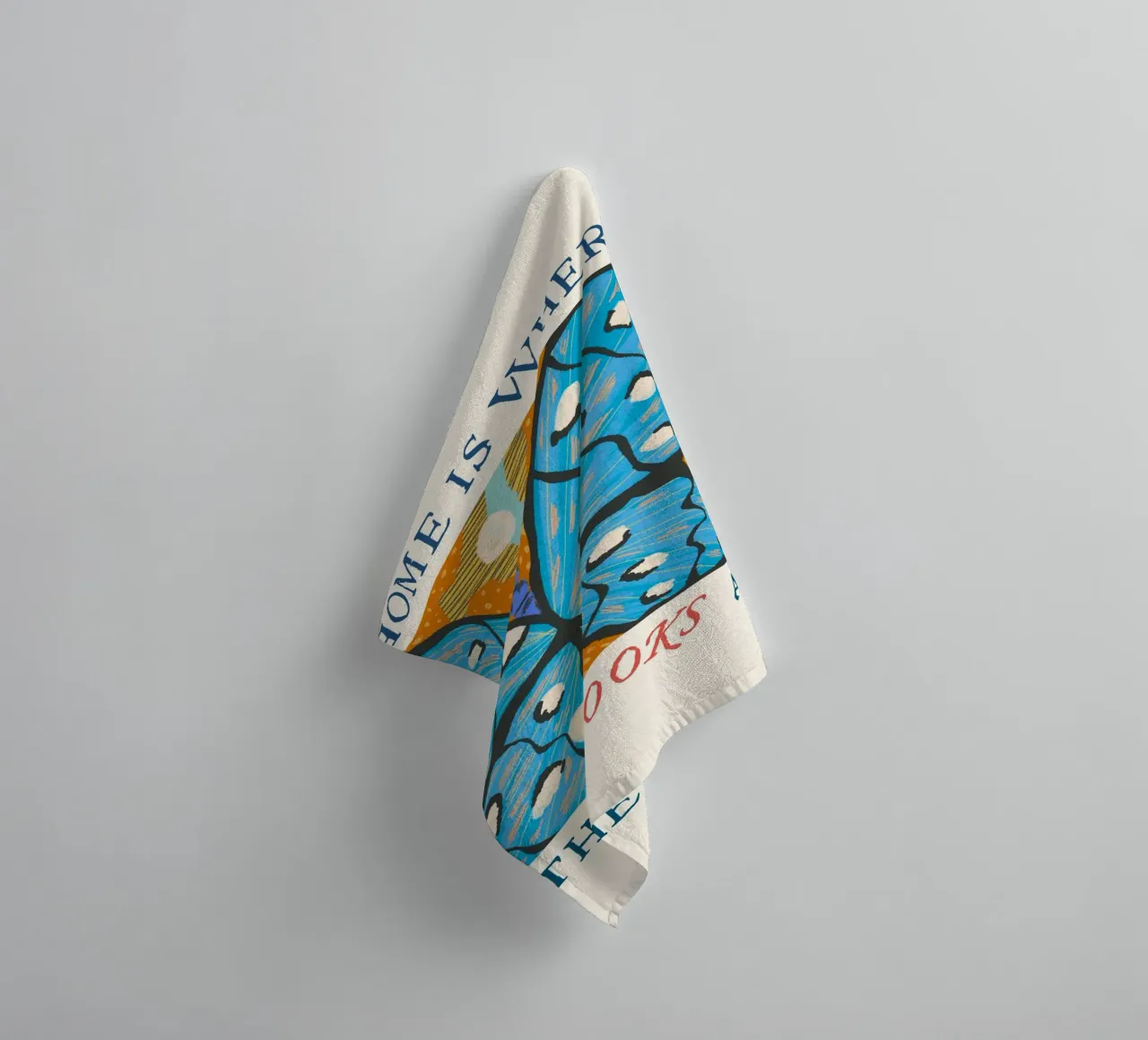"Home Is Where The Books Are" Butterfly Art Print towel by vintagepod