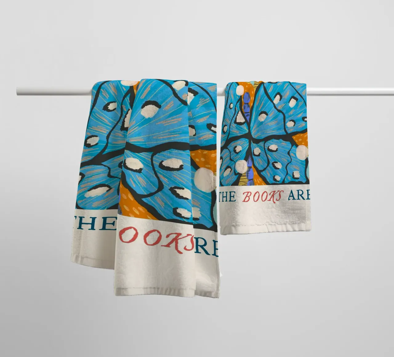"Home Is Where The Books Are" Butterfly Art Print towel by vintagepod