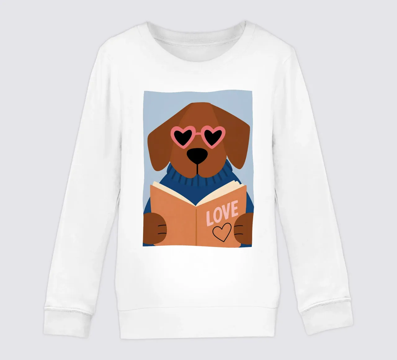 Love Reading Dog - Heart Glasses Bookworm Art kids sweatshirt by vintagepod