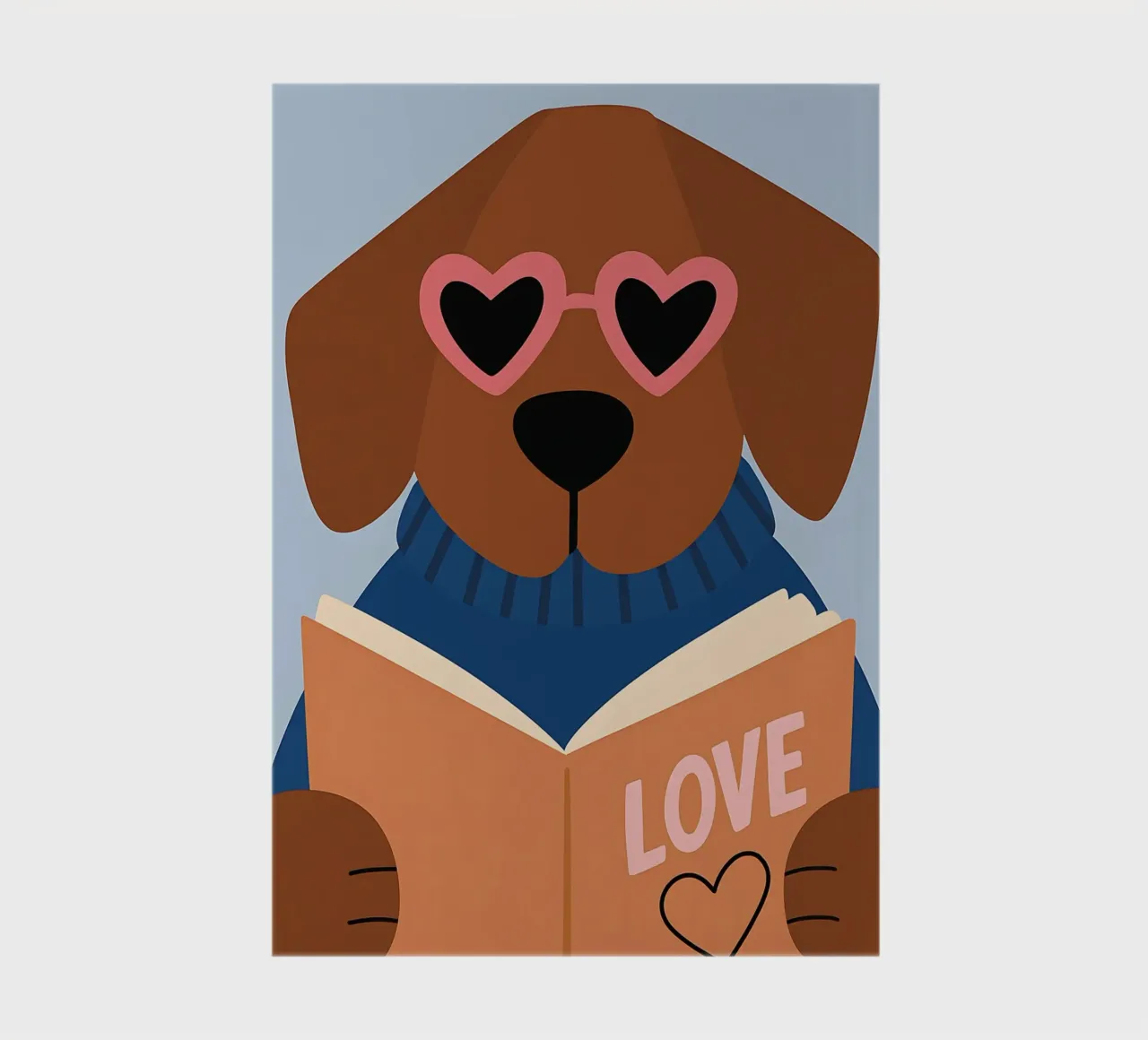 Chien de lecture - Lunettes de cœur Bookworm Art carnet de notes de vintagepod