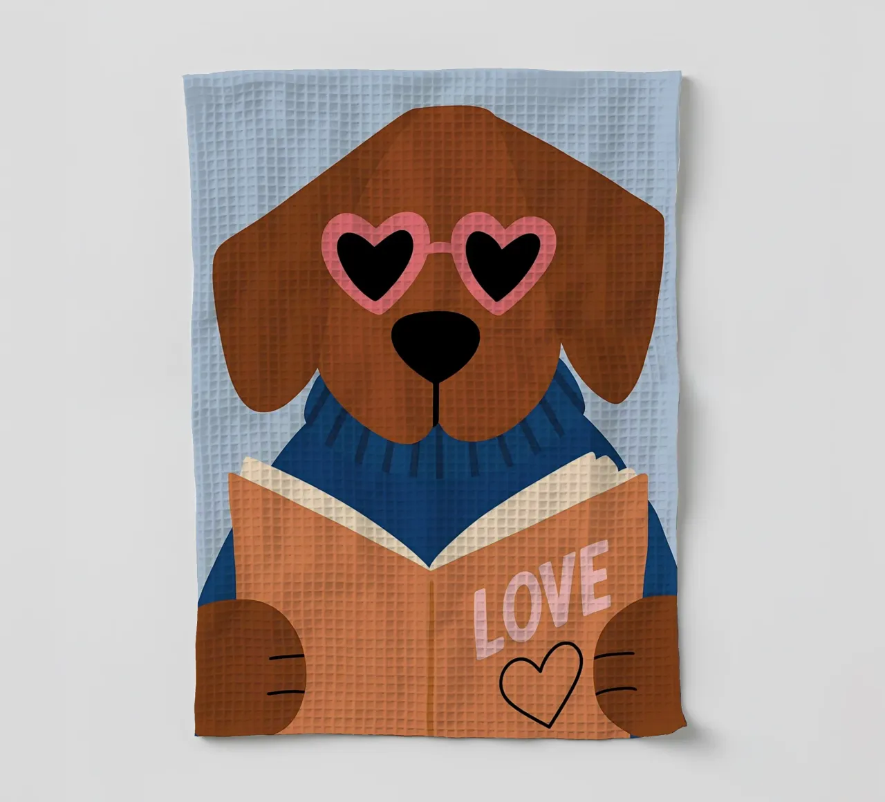 Chien de lecture - Lunettes de cœur Bookworm Art torchon de vintagepod
