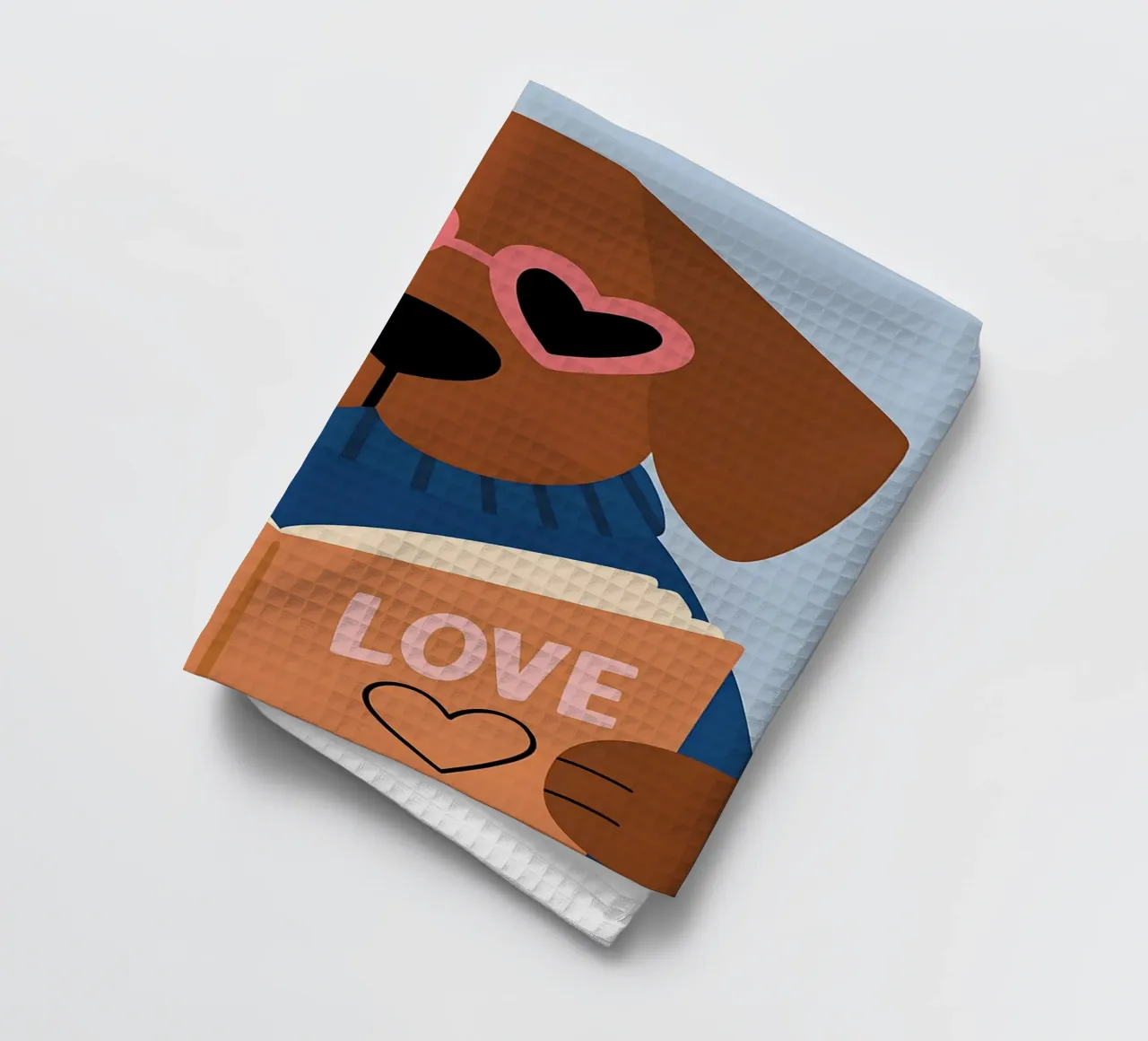 Chien de lecture - Lunettes de cœur Bookworm Art torchon de vintagepod