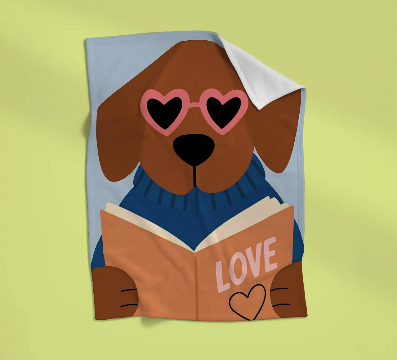 Chien de lecture - Lunettes de cœur Bookworm Art plaid polaire de vintagepod