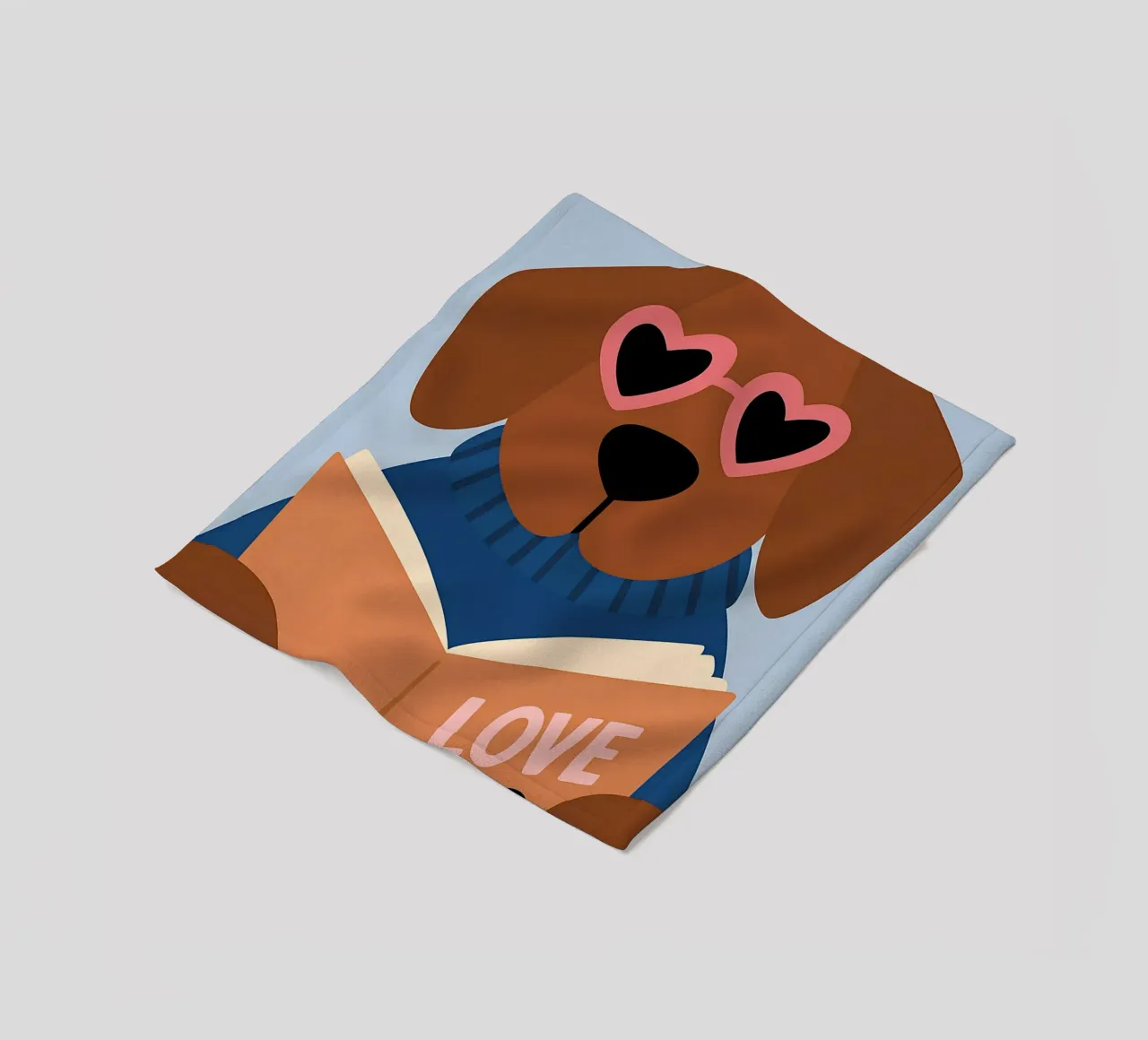 Chien de lecture - Lunettes de cœur Bookworm Art plaid polaire de vintagepod