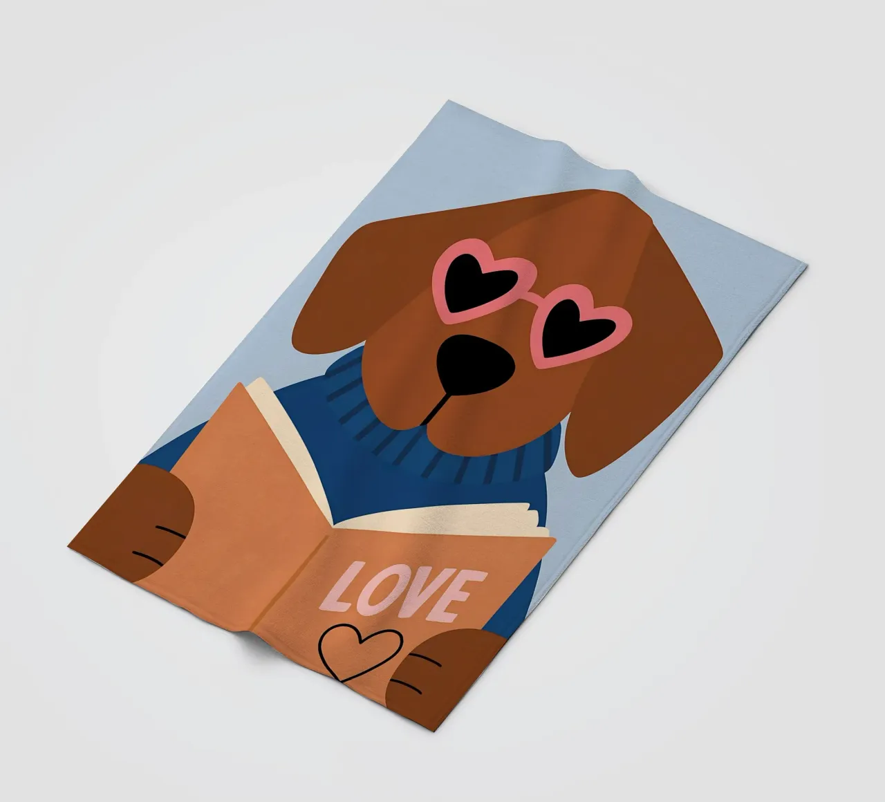 Chien de lecture - Lunettes de cœur Bookworm Art plaid polaire de vintagepod