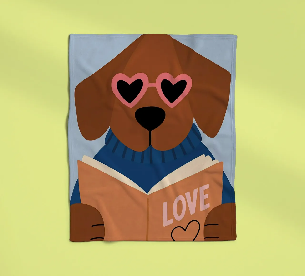 Chien de lecture - Lunettes de cœur Bookworm Art plaid polaire de vintagepod