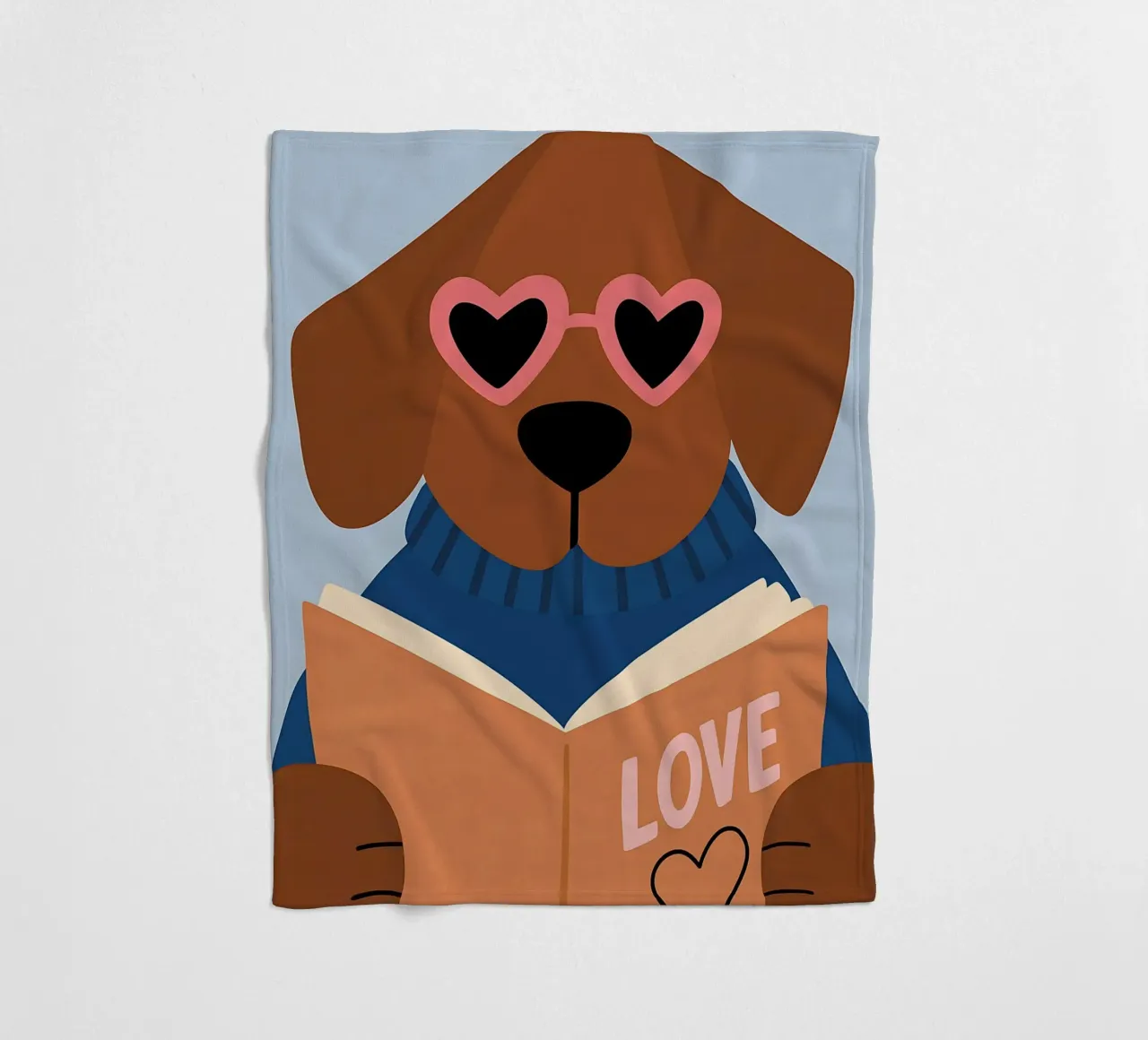 Chien de lecture - Lunettes de cœur Bookworm Art plaid polaire de vintagepod