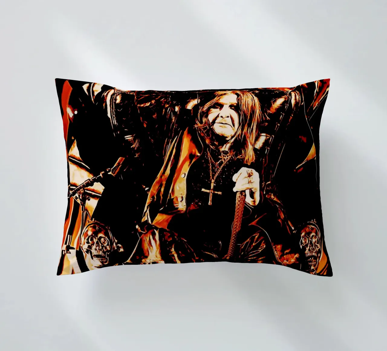 Ozzy Osbourne black sabbath band art cuscino da music soul