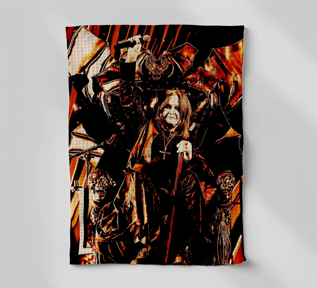 Ozzy Osbourne black sabbath band art torchon de music soul
